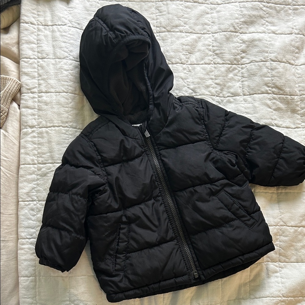 Old Navy Black Hooded Kids Puffer Jacket
